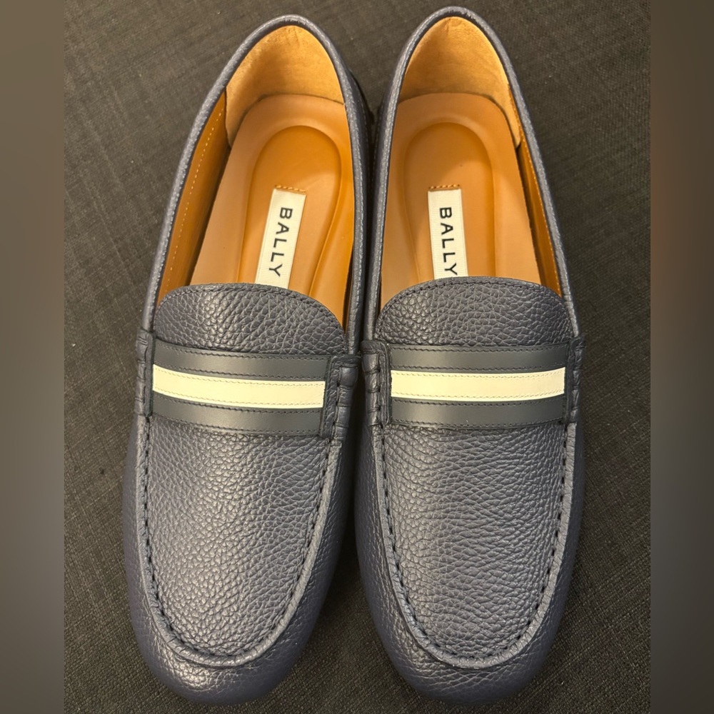 Bally Men's Navy Leather Loafers